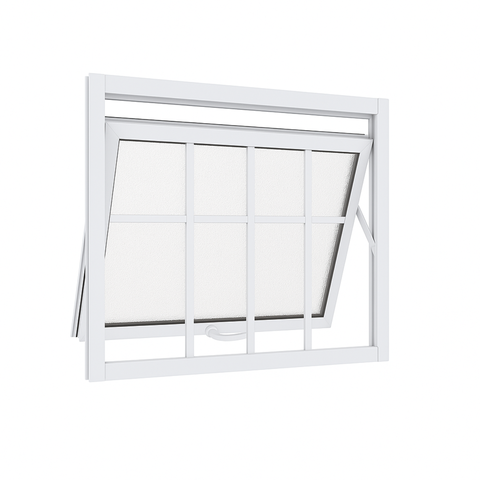 Janela Maxim Ar 1 Seção Aluminio Branco com Grade Linha 25 - 60x40