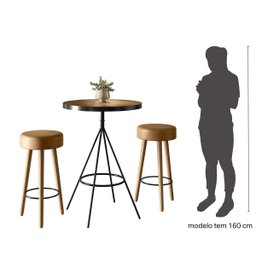 Mesa Bistrô Alta Detroit e 02 Banquetas Creveland Assento Quadrado com Encosto - Edecasamóveis - 14