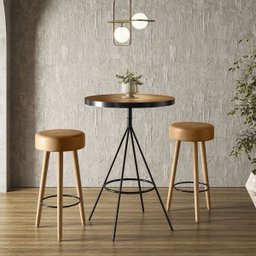 Mesa Bistrô Alta Detroit e 02 Banquetas Creveland Assento Quadrado com Encosto - Edecasamóveis - 2