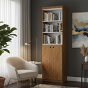 Ver imagem 1 de Armário Estante Multiuso Parma 2 Portas e Prateleiras 178cm - Organizador Moderno - Nature/Branco
