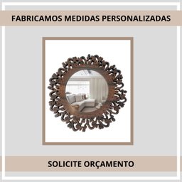 Espelho Decorativo Moldura Madeira Pegui Santorini 45 cm:Marrom - 3