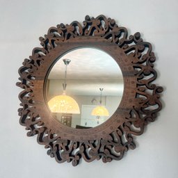 Espelho Decorativo Moldura Madeira Pegui Santorini 45 cm:Marrom - 8