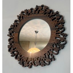 Espelho Decorativo Moldura Madeira Pegui Santorini 45 cm:Marrom - 4
