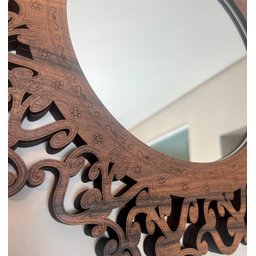 Espelho Decorativo Moldura Madeira Pegui Santorini 45 cm:Marrom - 6