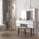 Ver imagem 4 de Penteadeira Camarim Strass Retro Mdf/mdp + Banqueta 5 Gavetas -espelho -tomada- Branco -patrimar
