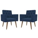Ver imagem 1 de Kit 2 Poltronas para Sala Escritório Recepção Sala de Espera Thais Suede Azul-marinho