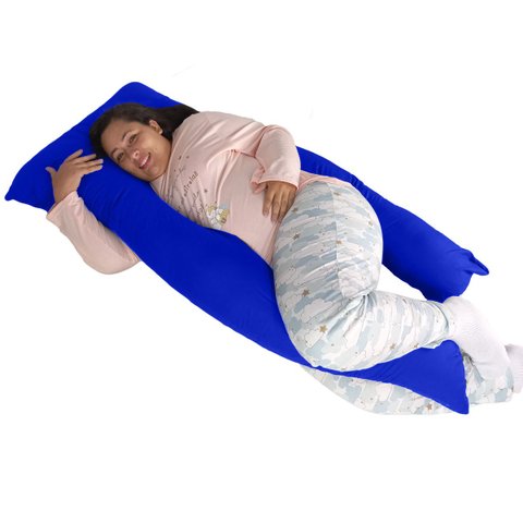 Capa para Travesseiro de Corpo U Anatômico 150x70cm Happy Line Azul