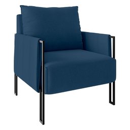 Poltrona Virgínia Veludo Azul Marinho Base de Ferro Preto - D’Rossi - 1