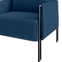 Poltrona Virgínia Veludo Azul Marinho Base de Ferro Preto - D’Rossi - 3