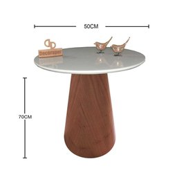 Mesa de Canto Cone Amadeirado com Tampo Vidro 50cm Off White 70cm - 2