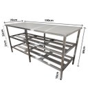 Ver imagem 7 de Mesa Aço Inox Industrial 190x70x90cm com 2 Prateleiras Fenestradas Nortinox