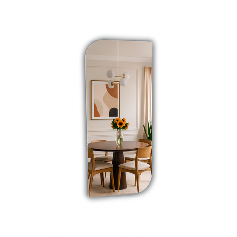 Espelho Orgânico Design Moderno Retangular de Parede Bordas Arredondadas 110x50 Brinovar