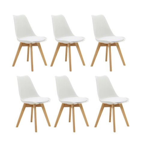 Kit 6 Cadeiras Saarinen Wood com Estofamento Várias Cores