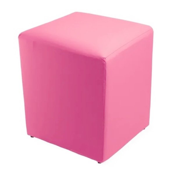 Puff Puf Assento Quadrado Decorativo em Courino Banquinho:rosa Courino - 3