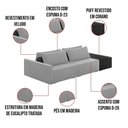 Ver imagem 5 de Sofá Ilha 2 Lugares Living 252cm Modulado Lary Veludo-pu Pto K01 Cor Cinza