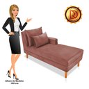 Ver imagem 6 de Divã Chaise Chloe 1,60M Veludo Pés Chanfrado Castanho - Rose