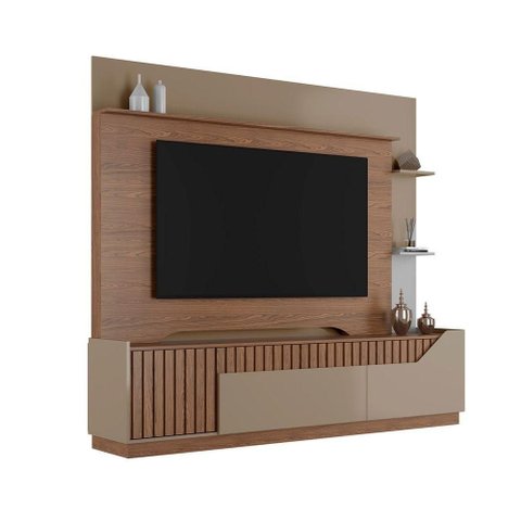 Rack Home Dallas para TV 75" 210cm com Gaveta e Portas Soft Close Fendi Bechara Móveis