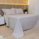 Ver imagem 2 de Kit Colcha Casal Liso Bouti Cobre Leito 3 Peças Cor:Cru