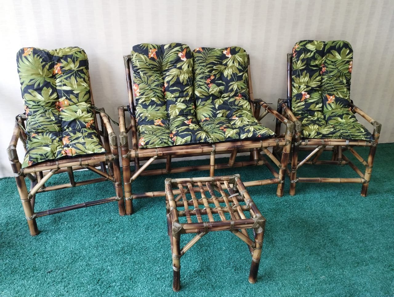 Jogo Completo Bambu Sofá Poltronas Cadeiras De Fábrica
