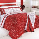 Ver imagem 1 de Edredom Queen Te Amo Dupla Face 150 Fios Algodão 5 Peças - Vermelho/branco
