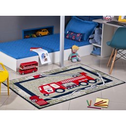 Tapete Infantil Quarto Menino Masculino 80cm Carro Bombeiro - 1