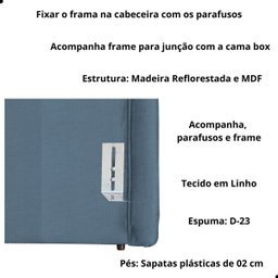 Cabeceira de Cama Box Estofada 90 Cm Solteiro Linho Stela - 3