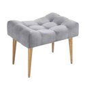 Ver imagem 1 de Puff banqueta retangular cinza claro pé palito com detalhe em costura