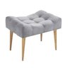 Puff banqueta retangular cinza claro pé palito com detalhe em costura - 1