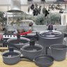 Conjunto de Panela C/ Tampa de Vidro Enjoy 6 Peças Antiaderente Cinza Casa Dona - 1