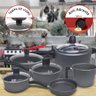 Conjunto de Panela C/ Tampa de Vidro Enjoy 6 Peças Antiaderente Cinza Casa Dona - 2