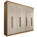 Ver imagem 3 de Guarda-roupa Casal Ele e Ela 8 Portas 4 Gavetas 8 Prateleiras Off White/cinamomo - Panorama Móveis