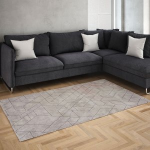 Tapete Bodrun 200x250cm Sala Quarto Tecido Geométrico Decorativo Cor Bege