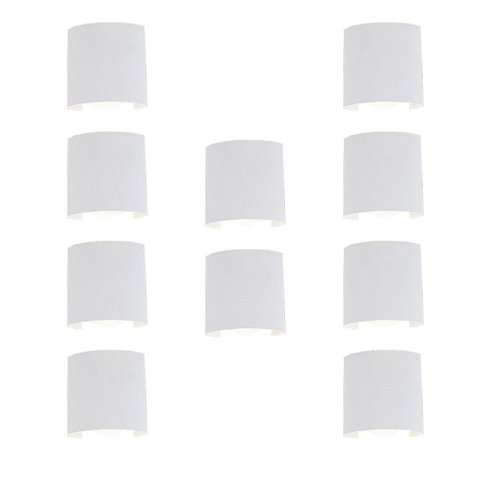 Arandela Branca Ip65 2W 3000K 7,7x8cm 2 Fachos Kit com 10