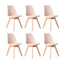 Ver imagem 1 de Kit 06 Cadeiras Leda Eames Jantar Cozinha com Assento Estofado Creme