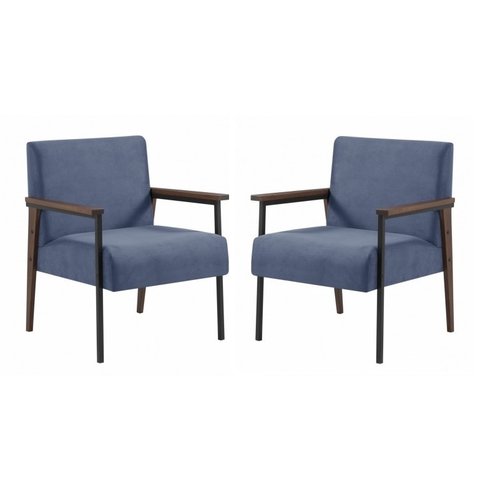 Conjunto de 2 Poltronas Decorativa Fontana Azul