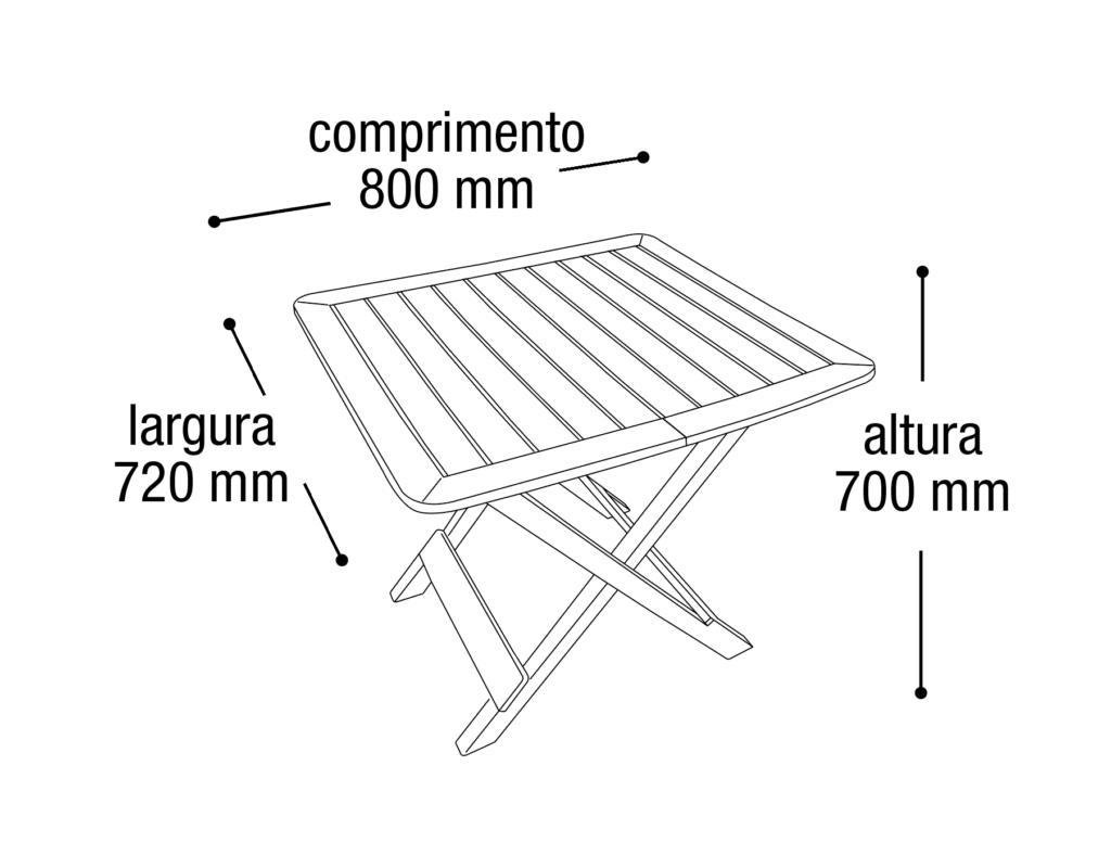 Mesa Quadrada Dobrável Plástica Preta 80x72x70cm 25672 - 2