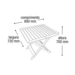 Mesa Quadrada Dobrável Plástica Preta 80x72x70cm 25672 - 5