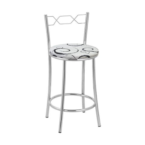 Kit 2 Banquetas Cromadas Assento Espuma D15 Preto Com Cinza