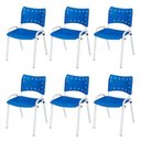 Ver imagem 1 de Cadeira Iso Base Branco Escola, Escritório Azul Kit 6 Un