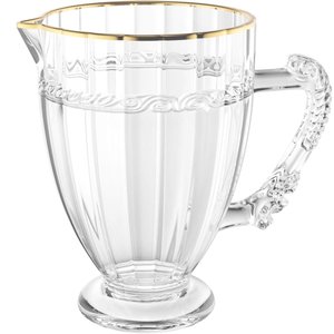 6 Jarras de Cristal 1,3l com Alça Fio de Ouro Lyor Imperial Servir Suco Restaurante