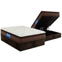 Ver imagem 1 de Cama Box Baú Queen: Colchão Espuma D33 Probel Guarda Costas Plus Pillow Top + Base CRC Suede Brown(1
