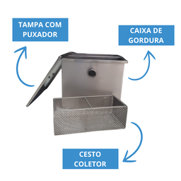 Caixa de Gordura Aço Inox 304 Resistente a Corrosão 40x40x30 - 6
