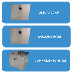 Caixa de Gordura Aço Inox 304 Resistente a Corrosão 40x40x30 - 2