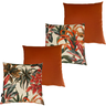 Kit 4 Almofadas Cheias Impermeável Área Externa Folhagens (43cm) e Laranja Terroso Liso (45cm) - 1