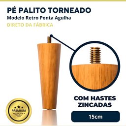 Kit 4 Pés Palitos de Madeira para Moveis Armarios Poltrona Sofa de 15 Cm - 3
