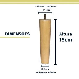 Kit 4 Pés Palitos de Madeira para Moveis Armarios Poltrona Sofa de 15 Cm - 2