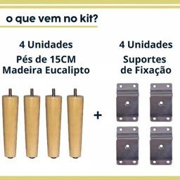 Kit 4 Pés Palitos de Madeira para Moveis Armarios Poltrona Sofa de 15 Cm - 5