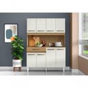 Ver imagem 1 de Armário Cozinha Compacta Cleo 8 Portas 1 Gaveta MDF-MDP 121cm Off White Aramóveis