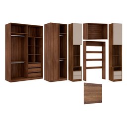 Guarda Roupa Solteiro de Canto Nogueira Dourado com Connect Prime Plus Luciane Móveis - 2