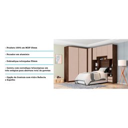 Guarda Roupa Solteiro de Canto Nogueira Dourado com Connect Prime Plus Luciane Móveis - 5